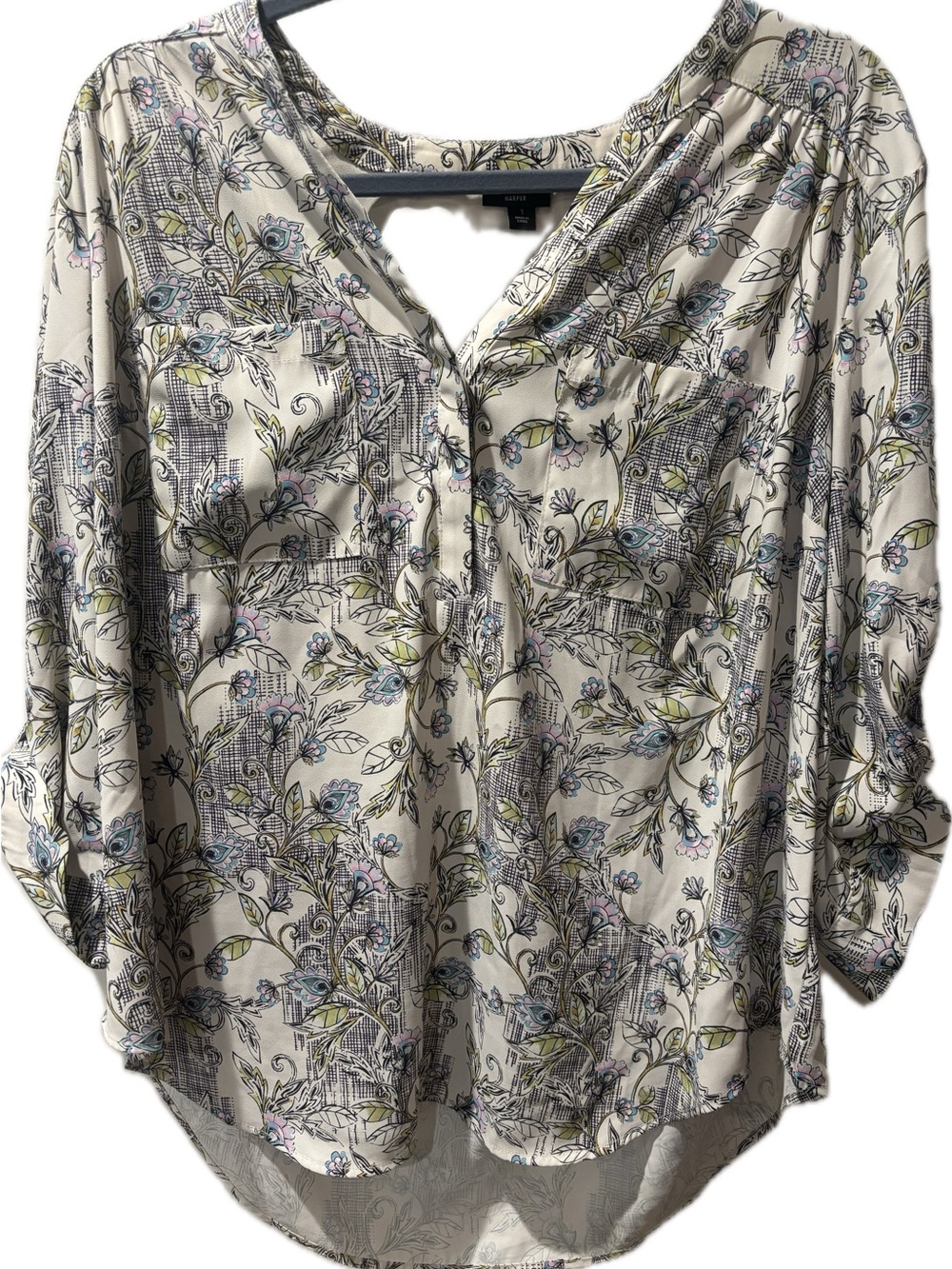 Torrid Harper Geo Floral Peacock Print Pullover Blouse Size 1 (1X)